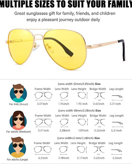 Pro Acme Classic Polarized Aviator Sunglasses 100% UV Protection, 52mm 58mm 63mm