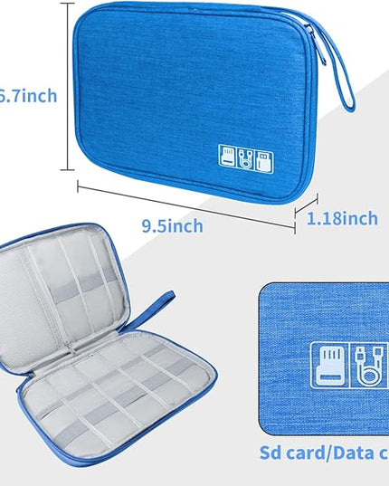 Electronics Travel Organizer,Portable Waterproof Electronic Travel Storage Bag for Small Charging Cord Storage,Charger,Small Electronics,SD Card etc,for Travel,Business -Sky Blue