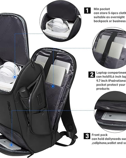 BANGE Business Laptop Smart backpack Can Hold 15.6 Inch Laptop Commute Backpack Carry on bag for men and women (Black)