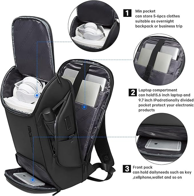 BANGE Business Laptop Smart backpack Can Hold 15.6 Inch Laptop Commute Backpack Carry on bag for men and women (Black)