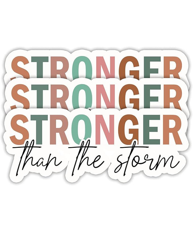 (3PCS) Stronger Than The Storm Sticker, Inspirational Stickers - Motivational Vinyl Decal for Laptop, Tumbler, Water Bottle, Scrapbook Size 3" x 1.2 "