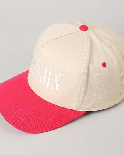 MIRMARU Two-Tone Vintage Canvas Trucker Hats for Men & Women, Adjustable Size Baseball Caps with Trendy Embroidered Design