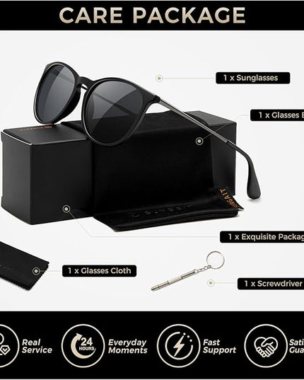 SUNGAIT Premium Vintage Round Sunglasses for Women Men Classic Retro Trendy Style