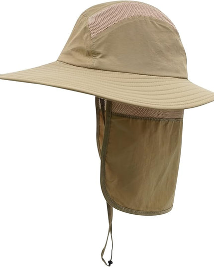Home Prefer UPF 50+ Mens Wide Brim Fishing Hat with Neck Flap Sun Hat for Men Women Sun Protection Cap