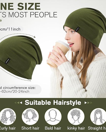 Slouchy Beanie for Women Men Soft Cotton Chemo Hats Double-Layer Warm Beanie Cap for Daily Wear & Transitional Seasons