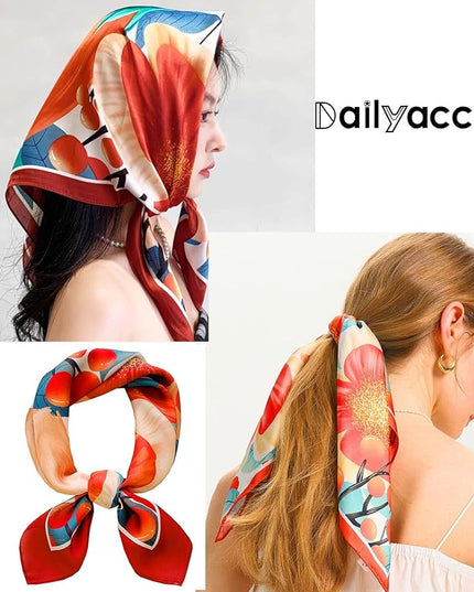 Dailyacc Hair Bandanas Scarf For Women Lightweight Fashion Neck Silk Satin Head Scarves For Sleeping Handbags Scarf