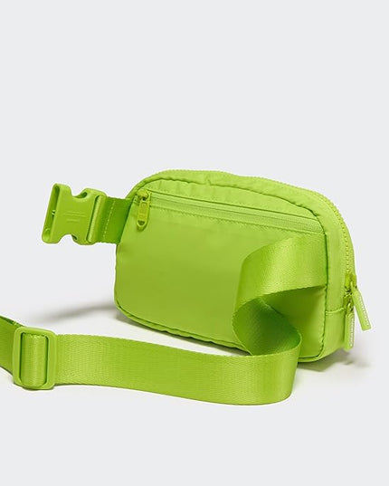 Pander Two Way Zipper Fanny Pack Nylon Everywhere Belt Bag for Women, Water Repellent Waist Packs, Crossbody Bags with Adjustable Strap(Grape Green).