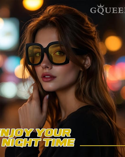 GQUEEN Oversized Square Frame Sunglasses Womens Retro Vintage Trendy Shades,S904