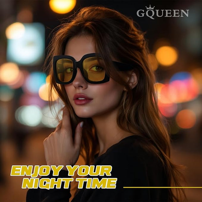 GQUEEN Oversized Square Frame Sunglasses Womens Retro Vintage Trendy Shades,S904