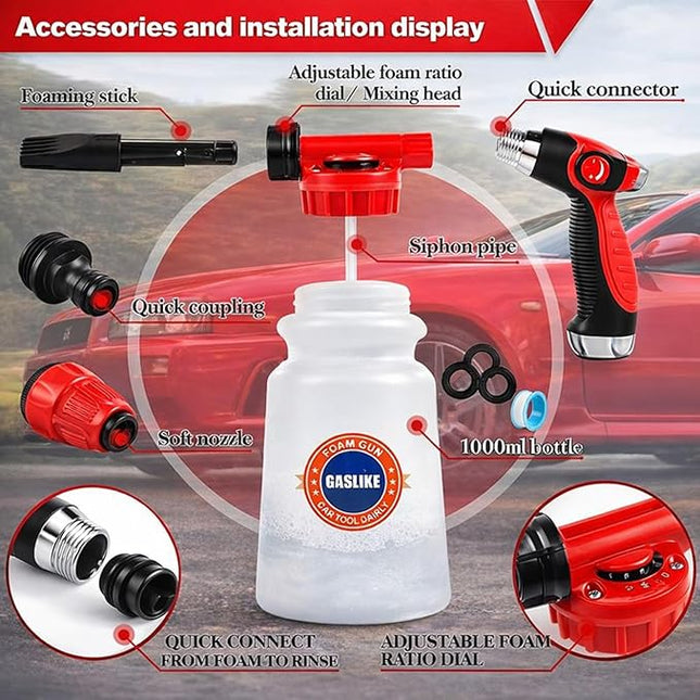 GASLIKE 63PCS Car Wash Cleaning Kit,Car Wash Brush with Long Handle,Car Detailing Kit with Foam Gun,Car Cleaning Supplies,Handheld Vacuum, Car Detailing Kit (63PCS)