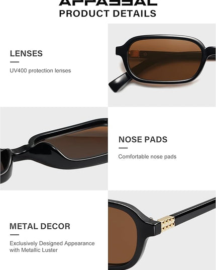 Retro Rectangular Sunglasses for Women Vintage Fashion Trendy Funny Small 90s Square Sunnies 2025 AP3698