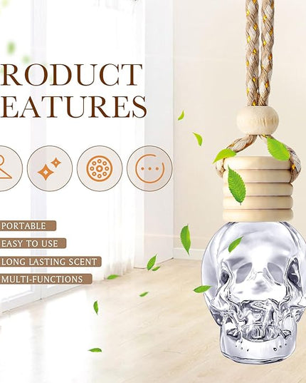 BBTO 100 Pcs Car Air Fresheners Diffuser with Wooden Cap - Empty Aromatherapy Diffuser Clear Fragrance Holder Pendant Hanging Perfume Fresheners for Car Decor (Clear Spooky)
