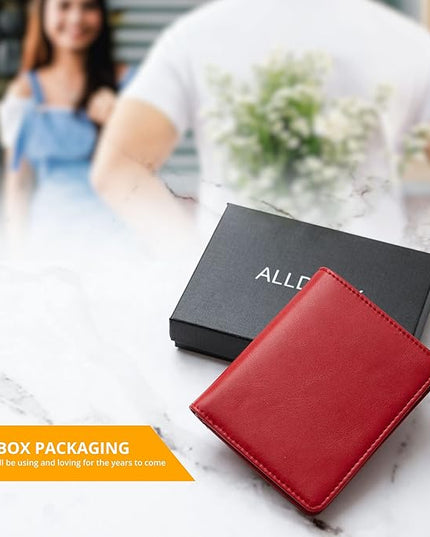 Alldaily Small RFID Wallet for Women Slim Compact Bifold Pocket Ladies Travel Mini Purse (Red)
