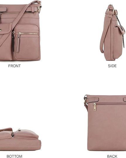 SG SUGU Katie Lightweight Medium Crossbody Bag Shoulder Bag with Multi Pocket for Women