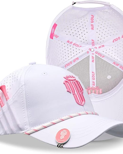 NJF Golf™ Hat Men - Breathable Mens Golf Hats, Adjustable Rope Snapback Cap, Convenient Cap with Tee Holder