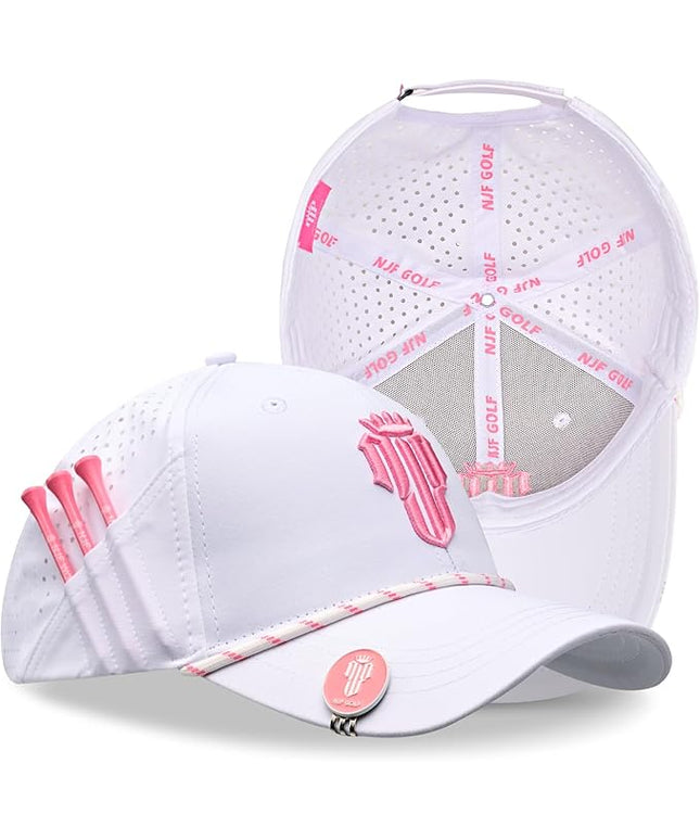 NJF Golf™ Hat Men - Breathable Mens Golf Hats, Adjustable Rope Snapback Cap, Convenient Cap with Tee Holder
