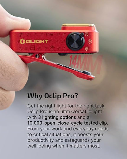 OLIGHT Oclip Pro EDC Flashlight Clip-on Light, Rechargeable 500 Lumens with Three Lighting Solutions Type-C Charging, Magnetic Flash Lights for Signaling, Cycling, Outdoor or Indoor Use(FS Red)