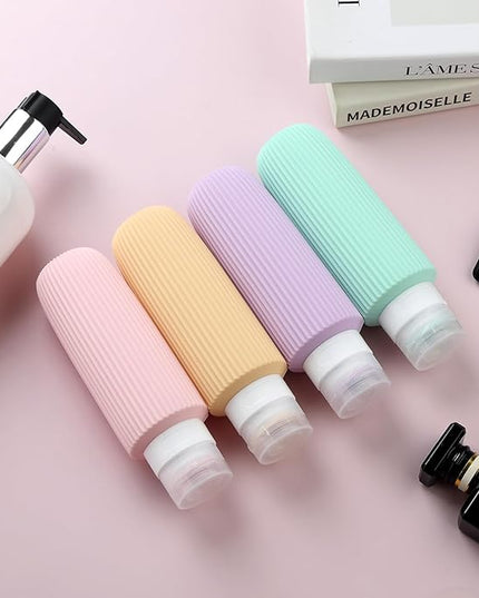 Travel Bottles for Toiletries, Large 6oz Travel Size Containers, BPA Free Leak Proof Tubs Refillable Liquid Accessories with Toiletry Bag for Cometic Shampoo and Lotion Soap (4 Pack)