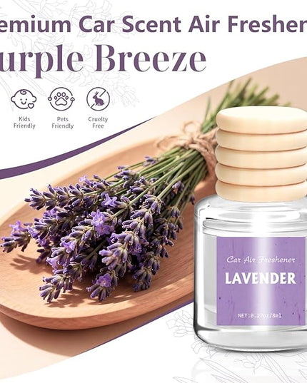 AROIC Car Air Freshener Diffuser Set, 6 Pack Lavender Natural Slow-Release Fragrance, Long Lasting Air Freshener for Women & Men Car Accessories, Hanging Cute Automotive Interior Decor Gift (8ml Each)