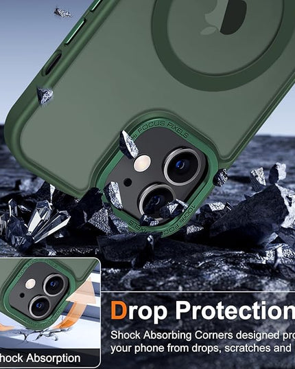 Hython Case for iPhone 12 Case Magnetic Translucent Matte Phone Cases 6.1" [Compatible with MagSafe] Thin Slim Fit Shockproof Bumper Hard Protective Cover for Women Men Girls, Dark Green