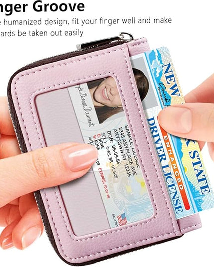 FurArt Zipper Wallet Women, RFID Blocking Credit Card Wallet, Business Card Holder, Compact Size KeyChain Wallet