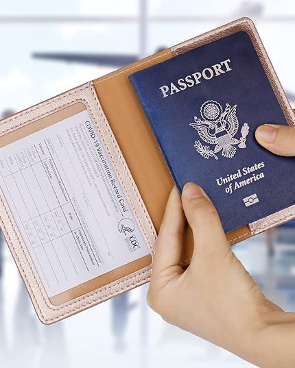 TIGARI Passport Holder for Travel Women Men, Valentines Day Gifts PU Leather Wallet Cover Case Sleeve, Waterproof Protected Document Organizer, Vacation Plane Cruise Travel Essentials