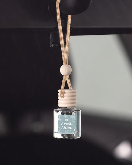 C&E Craft Co Hanging Car Air Freshener Diffuser 2 Pack, Long Lasting Fragrance Oil Car Freshener, Glass Bottle Auto Air Freshener, Made in USA (Fresh Linen)