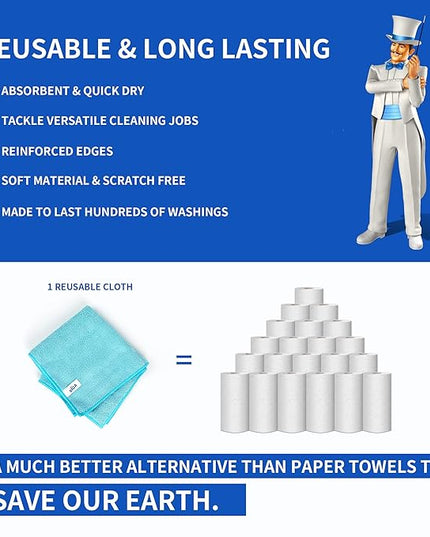 MR.SIGA Microfiber Cleaning Cloth,Pack of 12,Size:12.6" x 12.6"