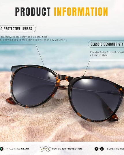 CHBP Sunglasses Womens Men Polarized UV Protection Trendy Vintage Retro Round Mirrored Lens Sunglasses For Women