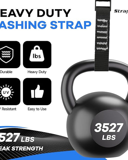 Cinch Strap, 6ft x 1 Inch Wide Lashing Straps with Buckles Adjustable Cam Straps, 1763lbs Heavy Duty Quick Pull Release Utility Nylon Black Cargo Tie Down Straps for Kayak Trucks Trailer Box, 12 Pack