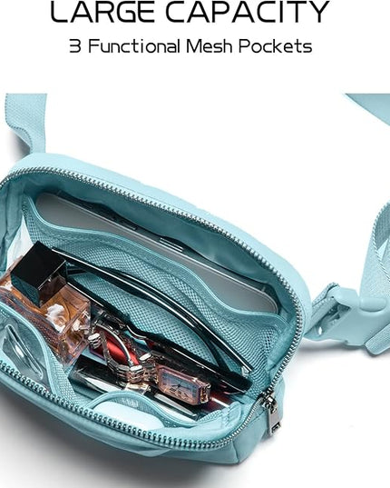 Belt Bag Fanny Pack Crossbody Bags for Women Fashion Waist Packs with Adjustable Strap Gifts for Women Men Teen Girls (Icing Blue)