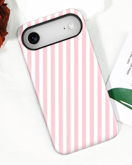 Magnetic for iPhone 17 Air Case Cute Diagonal Stripes Phone Case, Shockproof Slim TPU and Hard PC Protective Phone Cover Compatible with MagSafe Designed for Women Girls,Pink