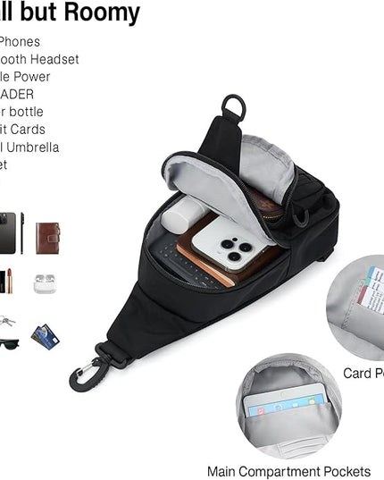 Hanke Crossbody Sling Bag for Women Men, Small & Large Casual Cross Body Sling Bags, Chest Bag for Outdoor Hiking Travel