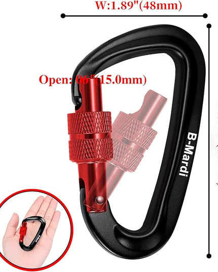 Carabiner Clips Heavy Duty 12kN (2697 lbs)-Lightweight Locking Carabiners for Camping, Hiking, Hammock, Dog Leash Harness, Outdoor and Gym etc, Keychains& Utility