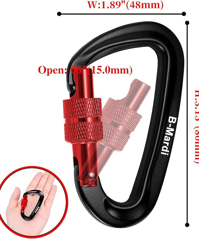 Carabiner Clips Heavy Duty 12kN (2697 lbs)-Lightweight Locking Carabiners for Camping, Hiking, Hammock, Dog Leash Harness, Outdoor and Gym etc, Keychains& Utility