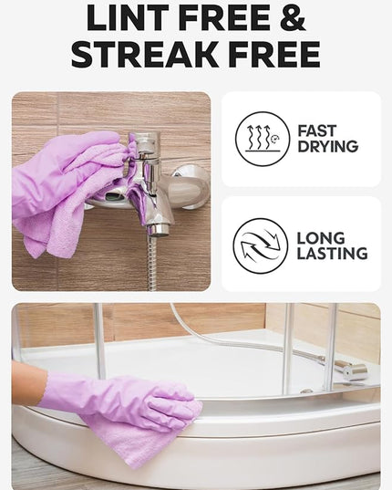 Fantasticlean Microfiber Cleaning Cloth Roll -75 Pack, Tear Away Microfiber Towels, 12" x 12", Reusable, Washable, Scratch Free, Ultra Absorbent Dishcloth for All-Around Cleaning Supplies (Purple)
