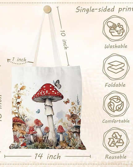 Aesthetic Canvas Tote Bag with Zipper Pockets & Snaps for Women,Reusable Shopping Grocery Bags Gifts -Work, Gym