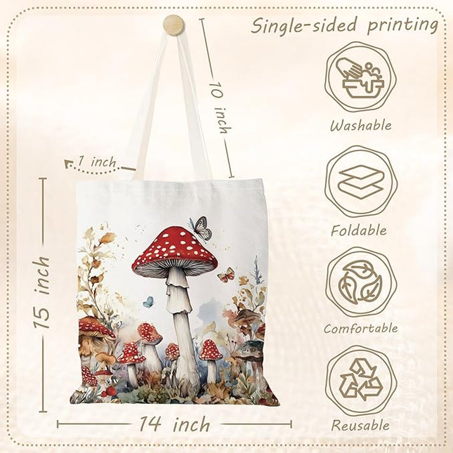 Aesthetic Canvas Tote Bag with Zipper Pockets & Snaps for Women,Reusable Shopping Grocery Bags Gifts -Work, Gym