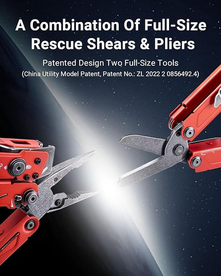 NEXTORCH PIONEER MT20 14-IN-1 Multi-tools Full-Size,Versatile Multi-tool Set with Scissors Needle Nose Pliers Pocket Clip Multi-tool (RED with Glass Breaker)