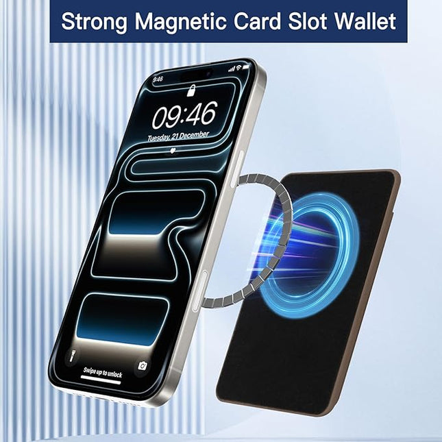 Stronger Magnetic Card Slot Wallet for iPhone 17/16/15/14/13/12 Series (Not for 13/12 Mini), Flower Pattern Hard Card Holder Fit 3 Cards Compatible with Magsafe Accessories, Brown