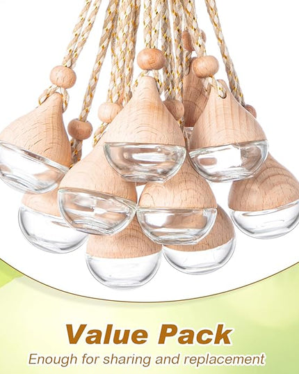BBTO 50 Pcs Hanging Car Air Freshener Car Diffuser Bottles Empty Glass Perfume Bottle Freshener Diffuser Bottle Pendant for Essential Oil Fragrance Aromatherapy Bottle Ornament(Water Drop)