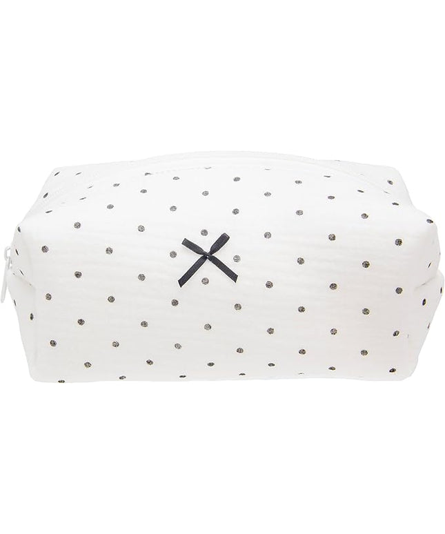 PAZIMIIK Cozy Makeup Bag Small Aesthetic Travel Zipper Cosmetic Pouch for Women Make Up Beauty Accessories Brushes,Polka Dot