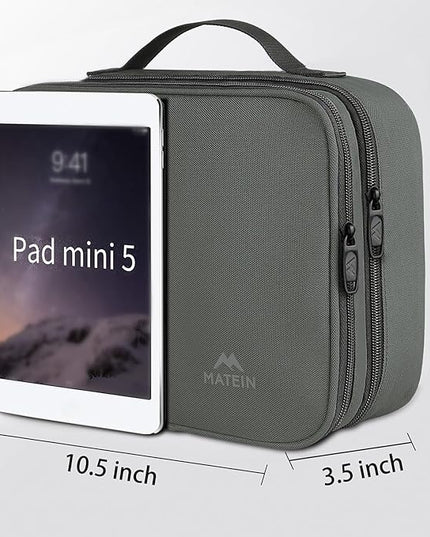 MATEIN Cord Organizer Bag, Travel Universal Cable Organizer Case Sturdy Accessories Pouch with Handle, Medium Electronic Carrying Bag for Cable, Grey