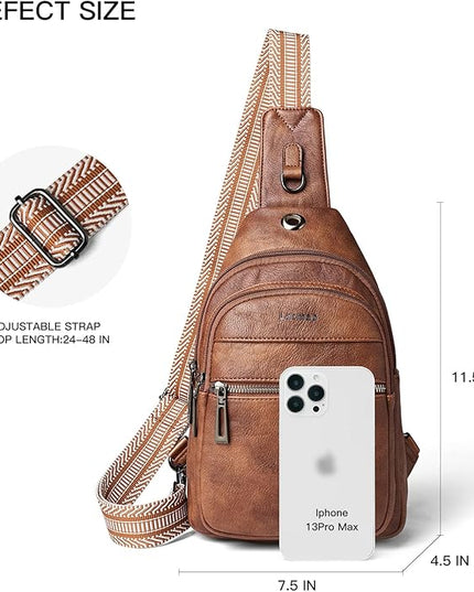 Sling Bag For Women Faux Leather Small Casual Daypack Backpack Fanny Pack Crossbody Chest Bags Purse