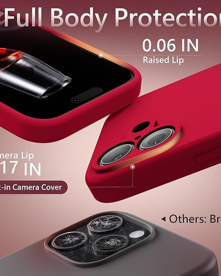 FireNova Magnetic for iPhone 17 Case, Compatible with MagSafe, [Integrated Silicone Camera Control Button] [Camera Protection] Anti-Scratch Microfiber Lining Phone Case, 6.3", Deep Red