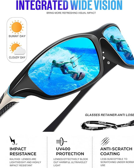 KALIYADI 4 Pack Polarized Sunglasses-Men Sports Sun-glasses: Mens Sunglasses UV Protection for Fishing Driving Cycling