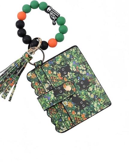 Wristlet Keychain for Women Silicone Key Ring Bracelet Wristlet Wallet Bracelet Keychain Card Holder Keyring