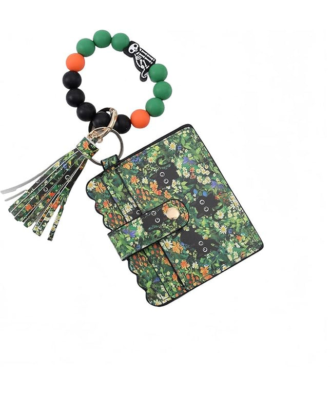 Wristlet Keychain for Women Silicone Key Ring Bracelet Wristlet Wallet Bracelet Keychain Card Holder Keyring