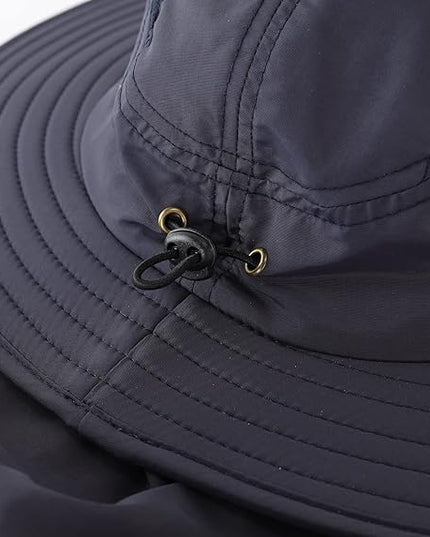 Home Prefer UPF 50+ Mens Wide Brim Fishing Hat with Neck Flap Sun Hat for Men Women Sun Protection Cap