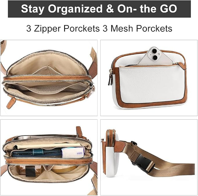 Mini Belt Bag for Women, RFID Small Fanny Pack, Womens Fashion Waist Packs with Extender Strap, Crossbody Bum Bags